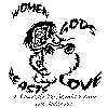 Poster image, a baby chick surrounded by the words "Women Gods Beasts Love"