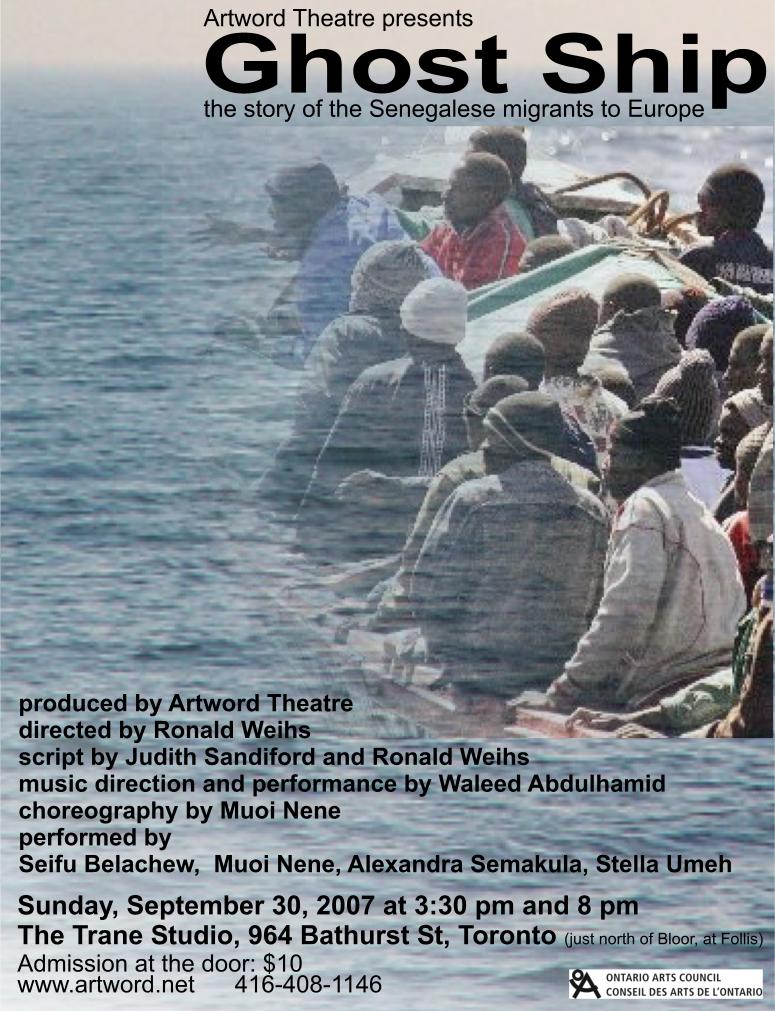 Poster for Ghost Ship, with an image of a small boat in distress in the ocean. 